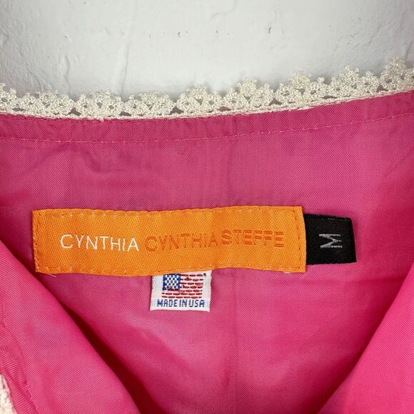 Vintage‎ Cynthia Steffe Pink Sleeveless Dress Size M Lined Slip Zip USA Crochet - Picture 9 of 12